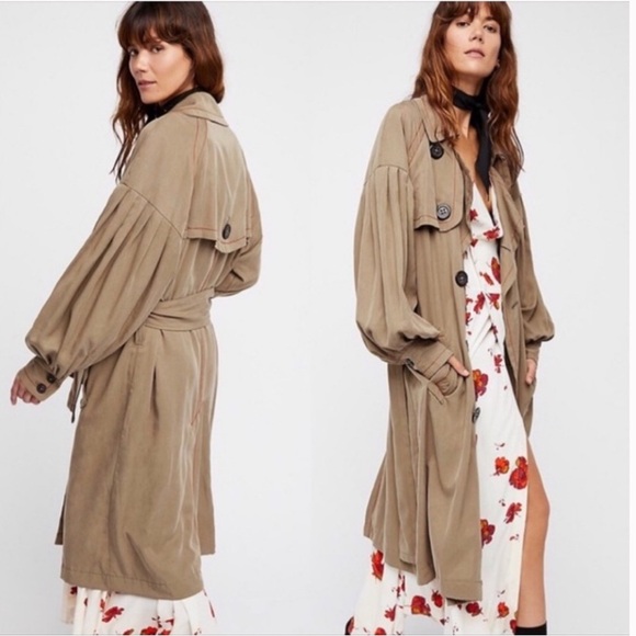 Free People Balloon Sleeve Trench Coat - Picture 4 of 6